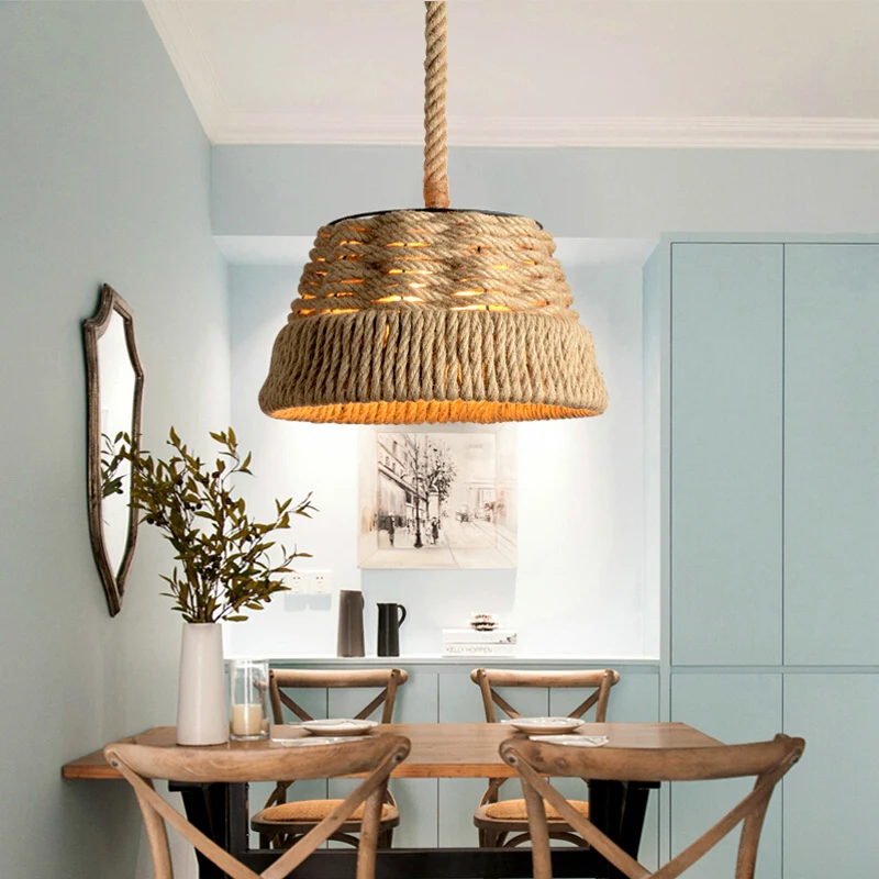 Винтажная веревка подвесные светильники лампа американский Лофт творческая