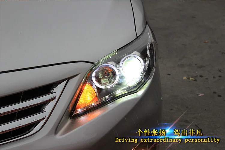 Автомобиль для toyota corolla фары Corolla фары 2011-2013 светодиодный направляющий DRL ангельские глазки H7 Биксеноновые линзы парковочная фара