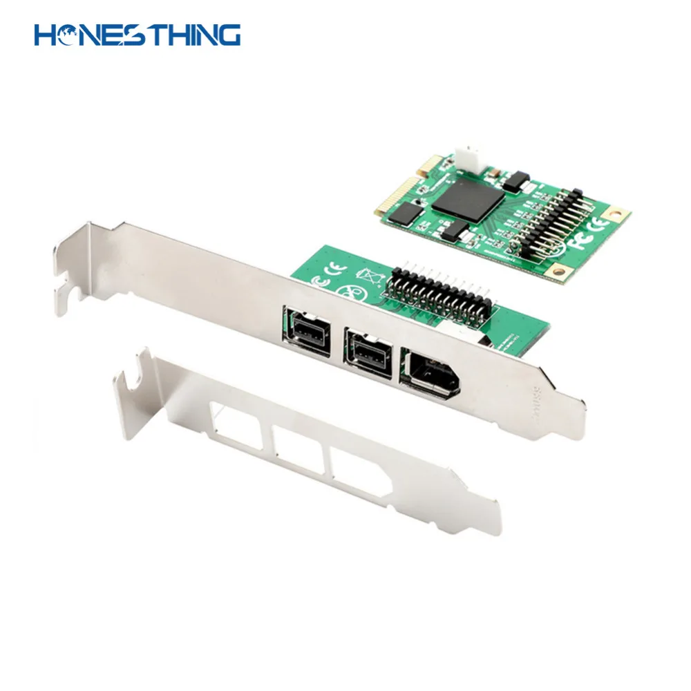 HonesThing Mini PCI Express Combo 2x 1394b + 1x 1394a порты Firewire PCIe контроллер Поддержка карт