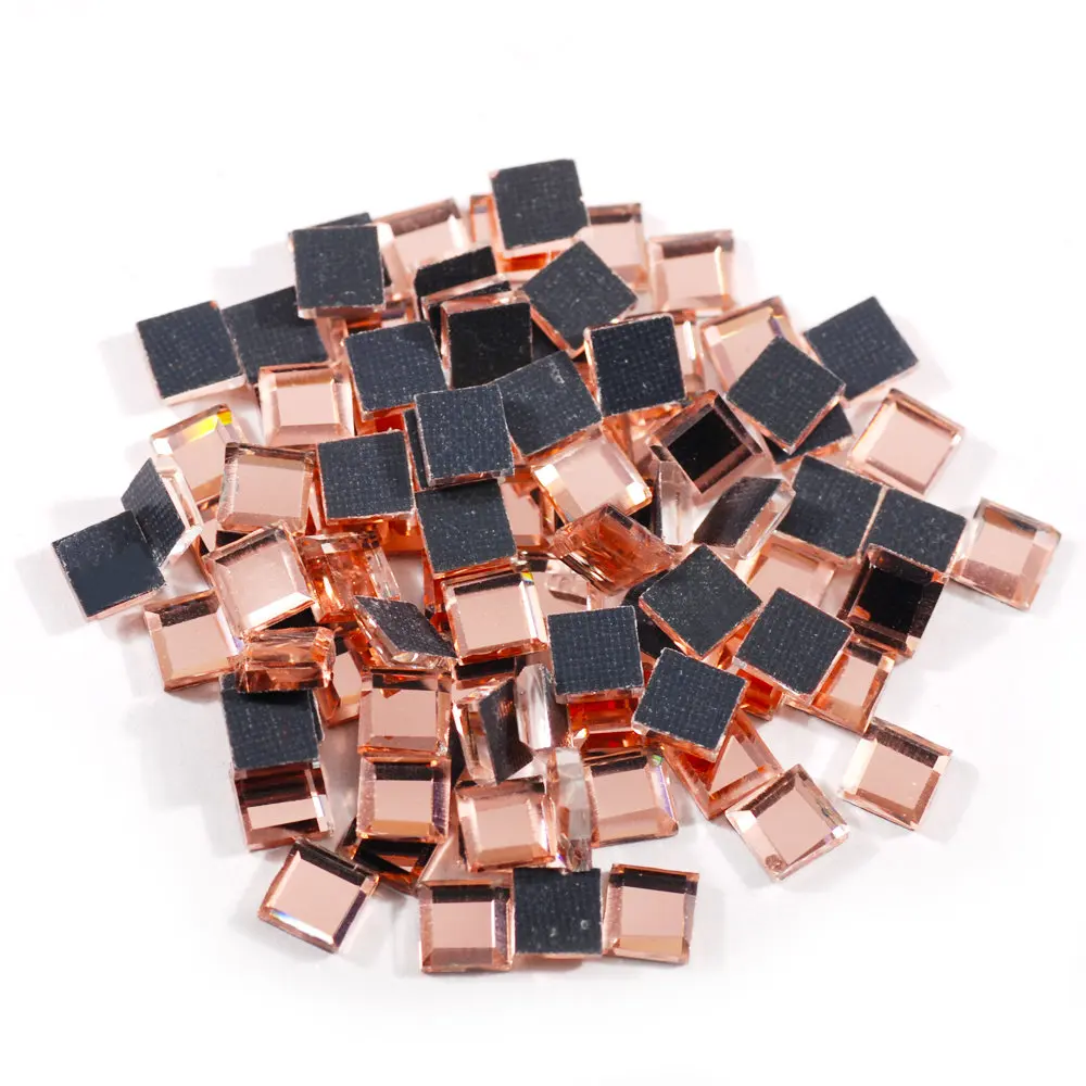 Champagne 200pcs 200 шт красочные зеркало площади 5x5 мм супер яркий Стекло Кристаллы Hot fix Стразы Strass исправления гладить Применение на ткани одежды DIY - Цвет: Champagne 200pcs