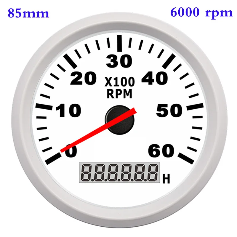 6000 rpm 8K лодка Тахометр морской тахометр Калибр ЖК-часы 12 В/24 В 8000 об/мин 85 мм Лодка Тахометр - Цвет: 6000 rpm