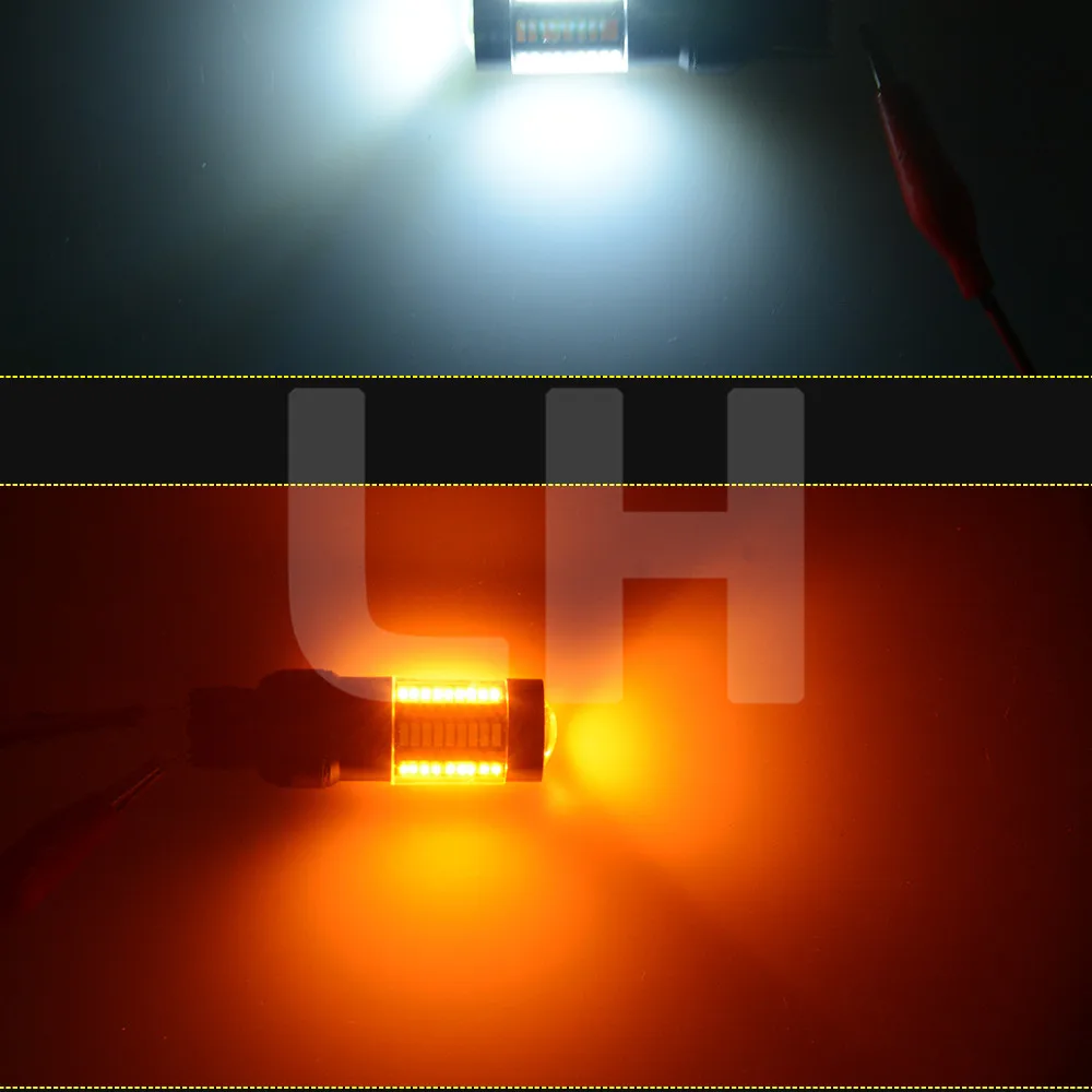 2 шт. переключатель двойной цвет T20 7443 4014 66SMD 33 Вт светодиодный лампы DRL Янтарный