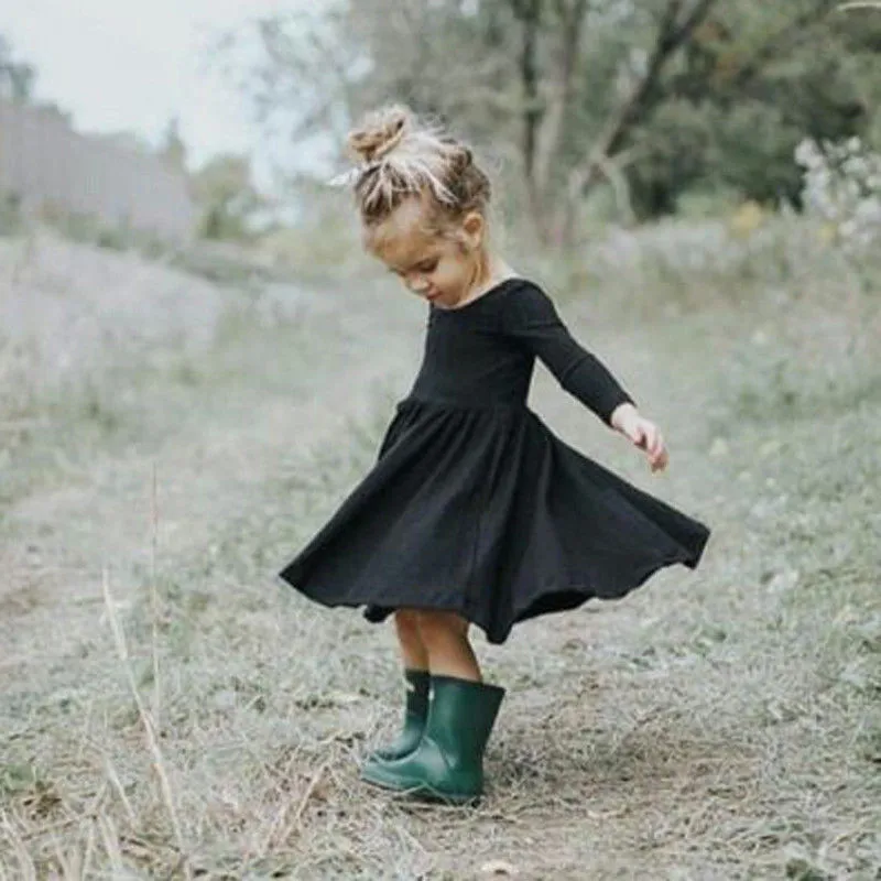 2018 весенние детские платья для девочек однотонное платье с цветочным рисунком и