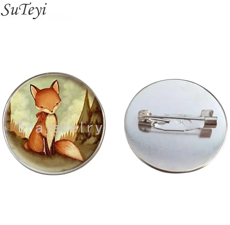 silver SUTEYI, классический стиль, винтажная Лисичка, брошь на булавке, ювелирное изделие, стекло, лесное создание, акварельные броши, животное, художественное изображение, ювелирное изделие - Окраска металла: silver