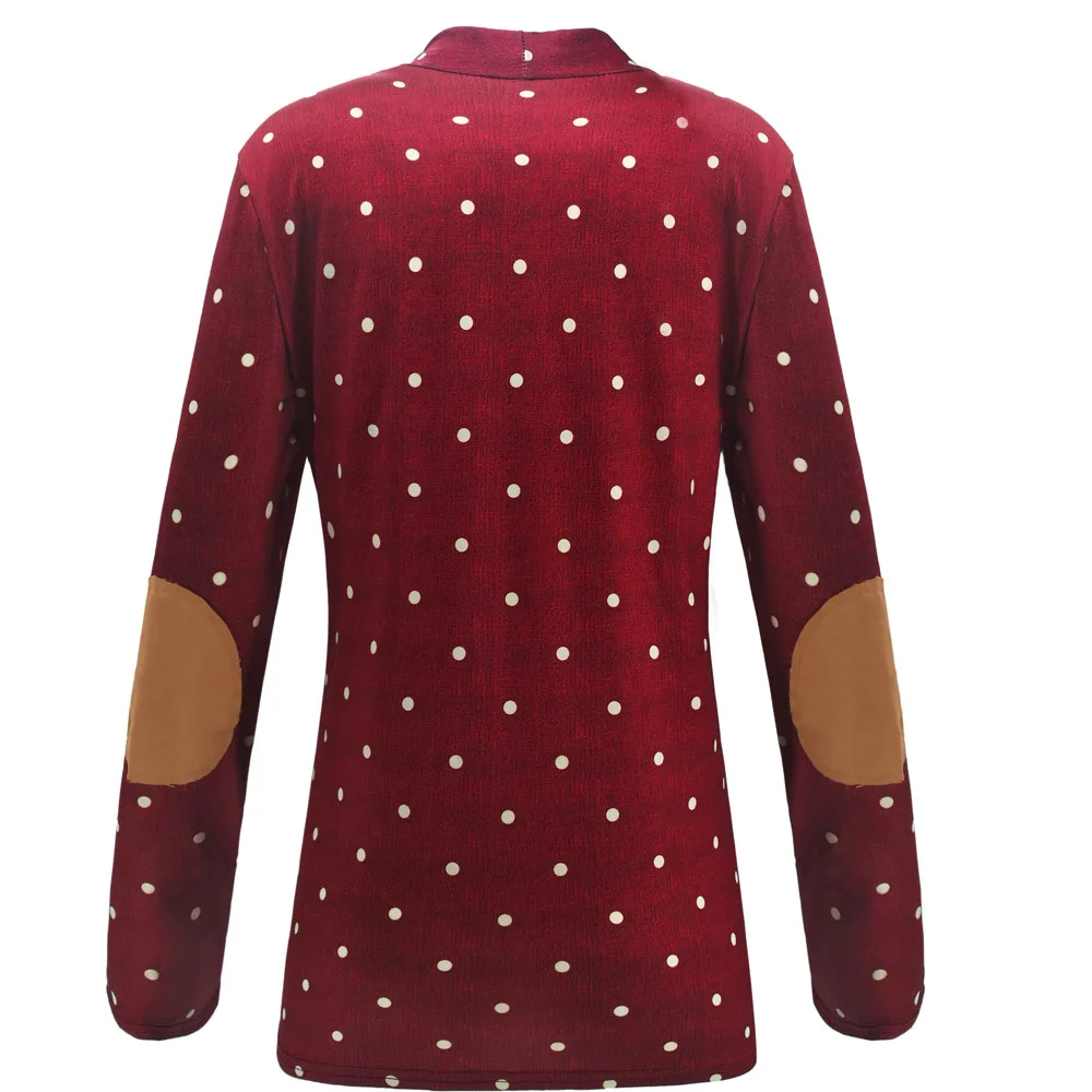 Colorful Dots Print cardigans Loose sweater Casual Long Sleeve Jumper Top Sweater Mujer 2018 Women Patchwork long Coat |