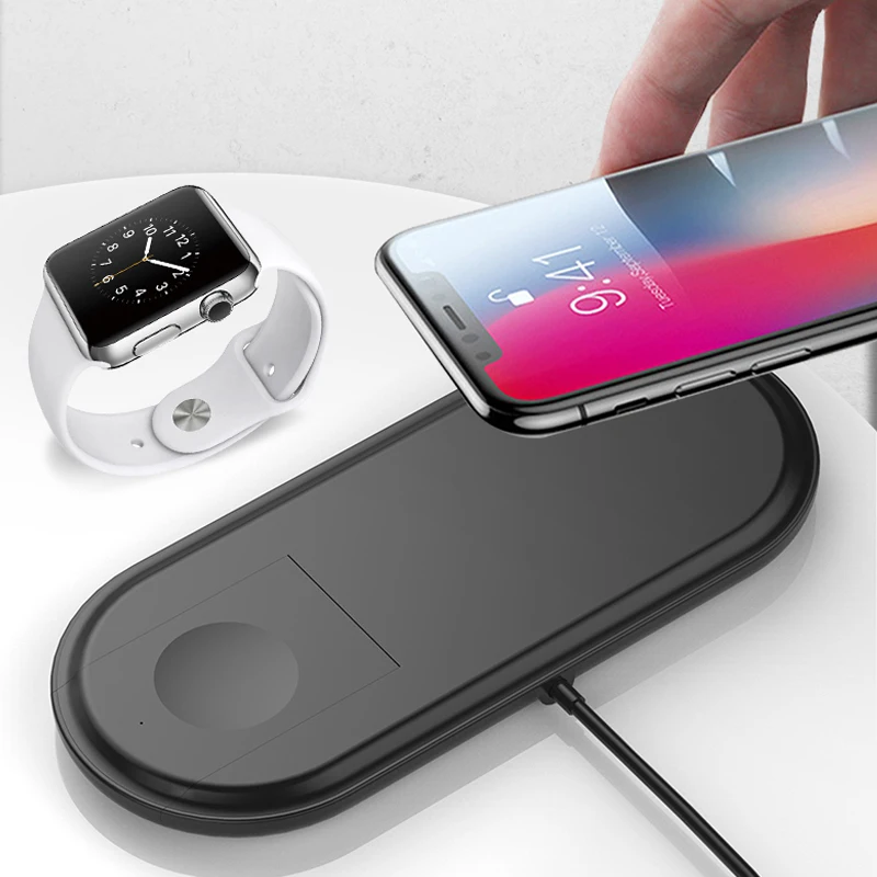 2 в 1 Беспроводное зарядное устройство для iPhone X 8 XR XS Max samsung S8 S7 S9 10 Вт QI Быстрая