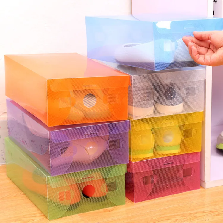 1 шт. Пластик Обувная коробка прозрачный хранения Коробки обувь с гнущейся