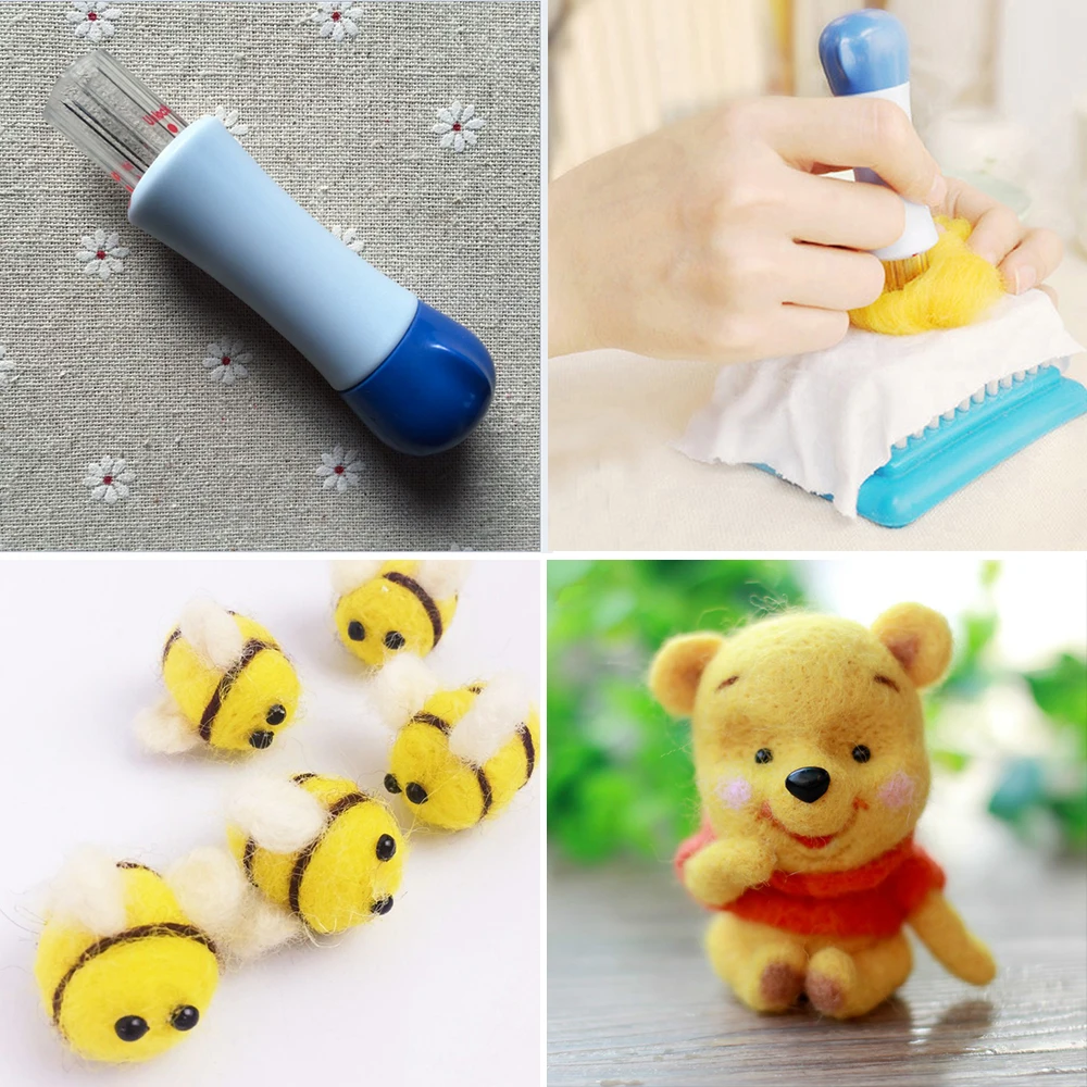 Практичная синяя игла держатель для валяния шерсти с 7 иглами инструменты сделай