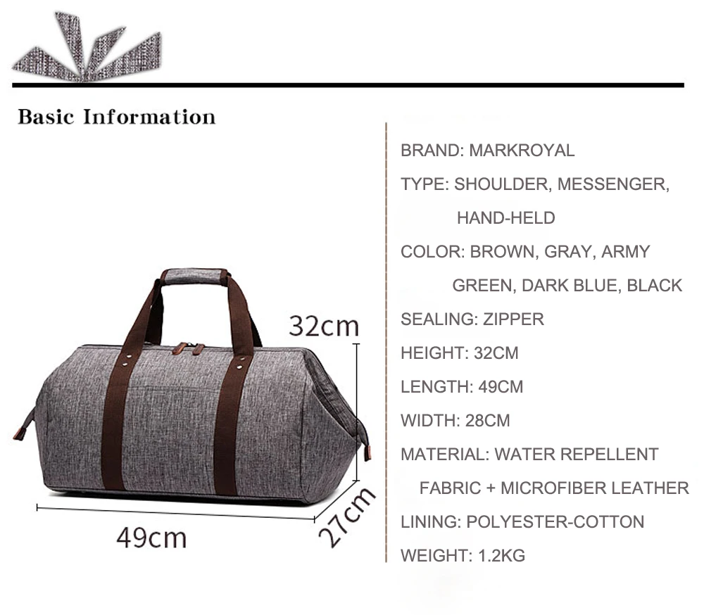 MARKROYAL, водонепроницаемая дорожная сумка, Большая вместительная сумка для ручной клади, деловая ручная сумка, большая сумка для путешествий