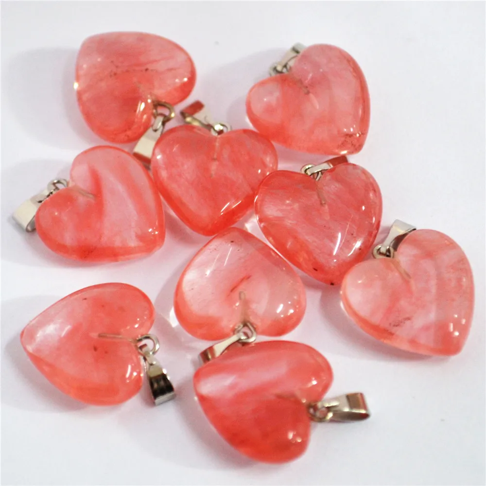 New charms heart pendant 50pcs druzy stones necklace fashion natural healing crystals cherry quartz stone pendants | Украшения и