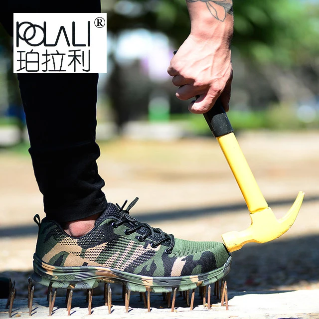 Рабочие ботинки строительные мужские уличные со стальным носком камуфляжные с