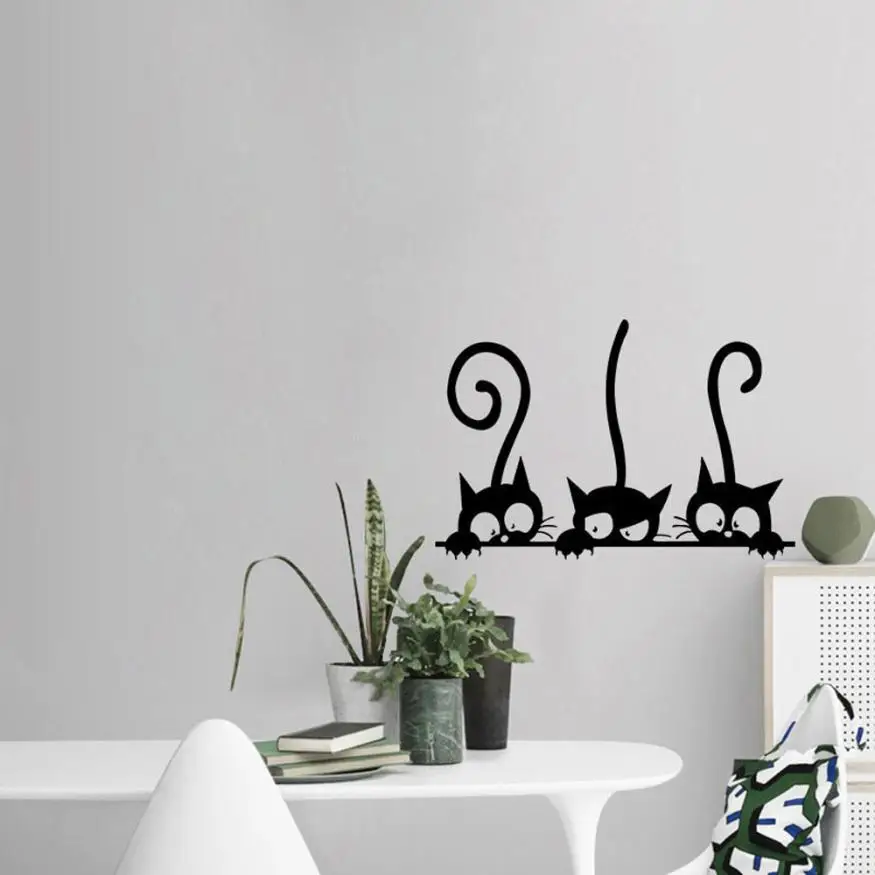 Wall Sticker Three Cats Animal Household Room Window Mural Decor Decal Removable wall sticker quotes 2017D11 | Дом и сад