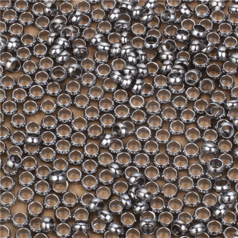 

200pcs 2/2.5/3/3.5/4mm Round Copper Metal Beads Crimp End Bead For Diy Jewelry Findings And Components Rhodium Bronze Silver