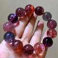 Подлинная натуральная супер семь Lepidocrocite кварц 11 мм Женский Мужской Браслет сертификат круглые бусины Кристалл AAAAAA