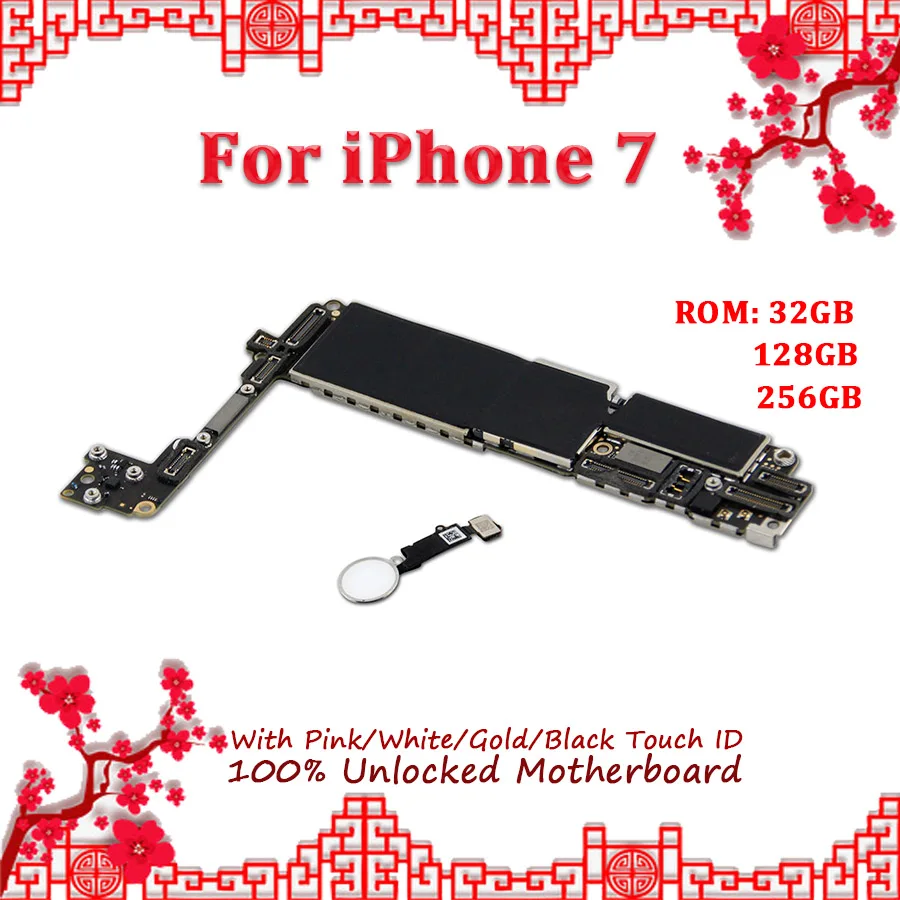 Полностью разблокированная для iPhone 7 материнская плата с сенсорным ID, сменная материнская плата для iPhone 7 материнская плата с системой IOS