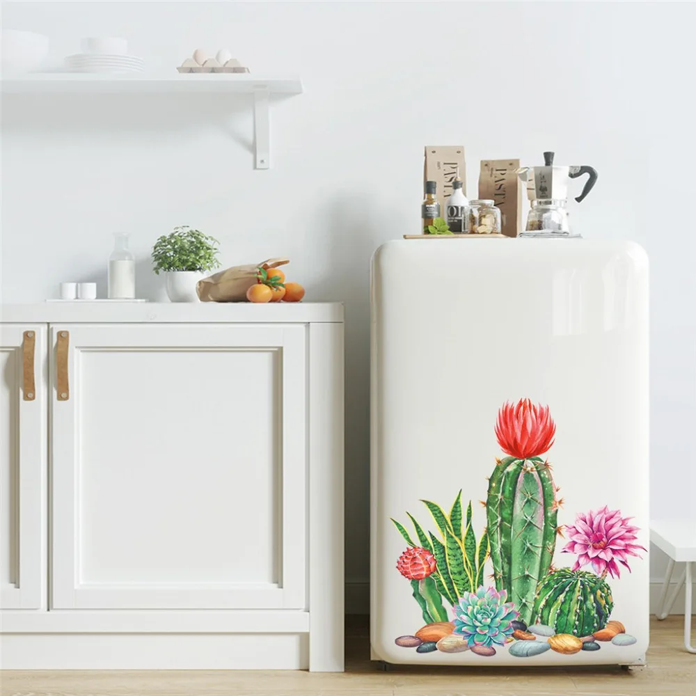 Персональная Наклейка на стену с зелеными растениями и кактусами украшение для