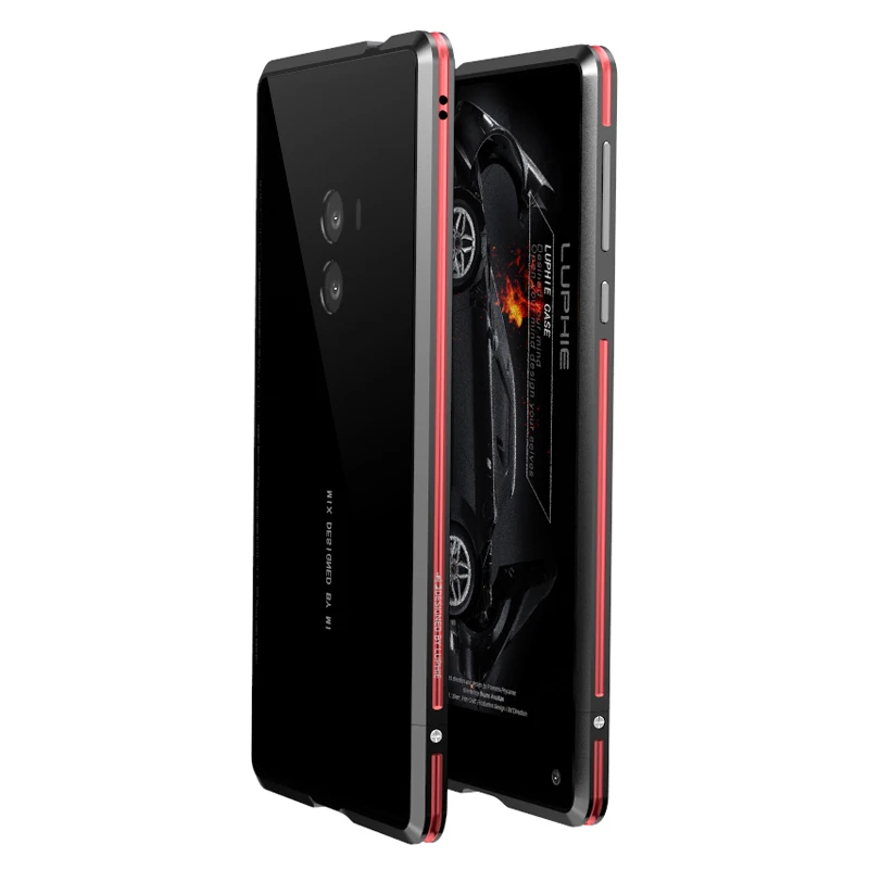 Black Red Чехол Luphie для Xiaomi mi x, чехол с металлической рамкой, чехол для телефона для Xiaomi mi x, двойная цветная задняя крышка, противоударный - Цвет: Black Red