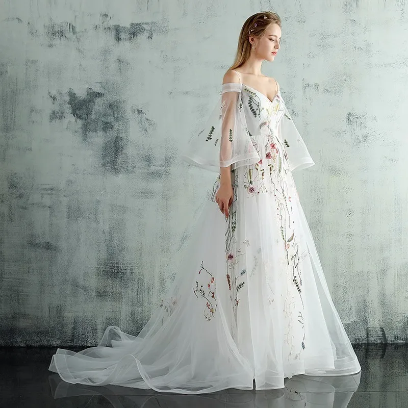 Darlingoddess Vestido De Noiva пляжные свадебные платья с бретельками сексуальные красочные кружевные пляжные свадебные платья с рукавами