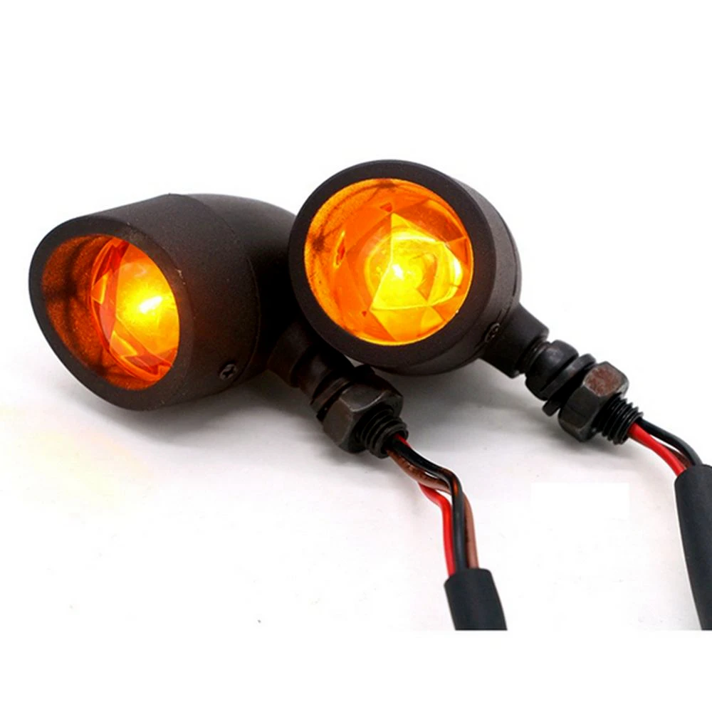 

Black Vintage Motorcycle LED Turn Signal Indicators Rear Bullet Turn Signal Motorcycle Amber Blinker For Harley Chopper Custom