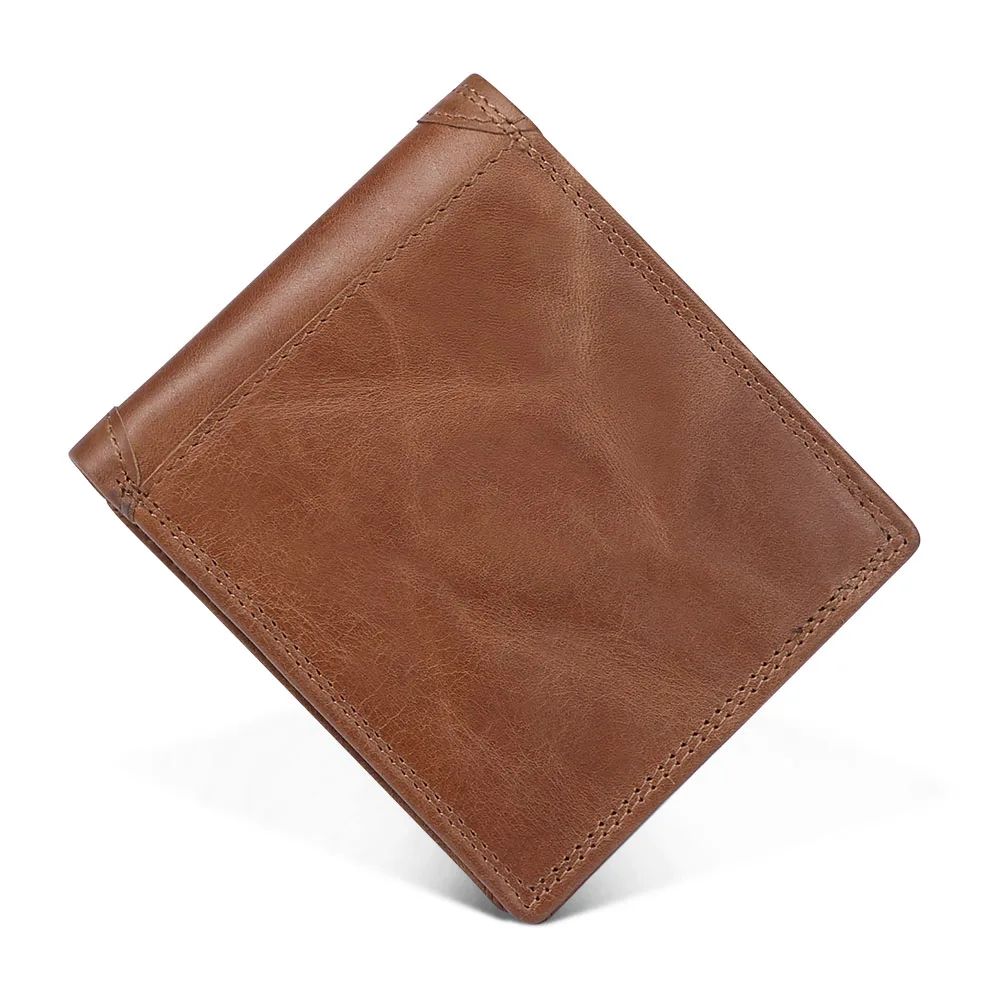 Patchwork Brown JOYIR, Ретро стиль, мужской кошелек, натуральная кожа, короткий, мужской кошелек, кошелек с карманом для монет, кожаные держатели для карт, кошелек для мужчин, RFID - Цвет: Patchwork Brown