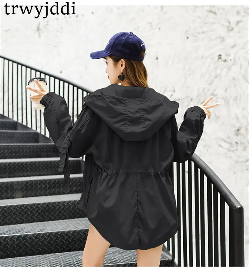 Новинка, корейский стиль, весна-осень, женские пальто, свободные, BF Harajuku, короткая ветровка, куртка, женская верхняя одежда, N379