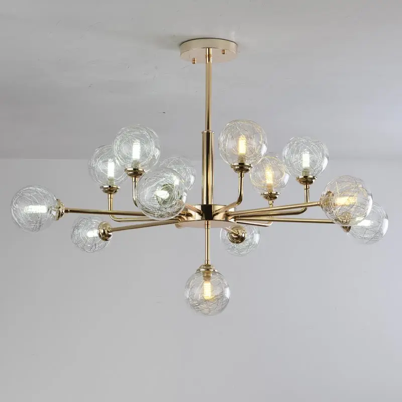 13 lights D104 H72cm Современная Золотая люстра, светодиодная лампа для гостиной, домашний декор, Домашний Светильник, кухонный стеклянный светильник, металлический блеск, лампа G9 - Цвет абажура: 13 lights D104 H72cm