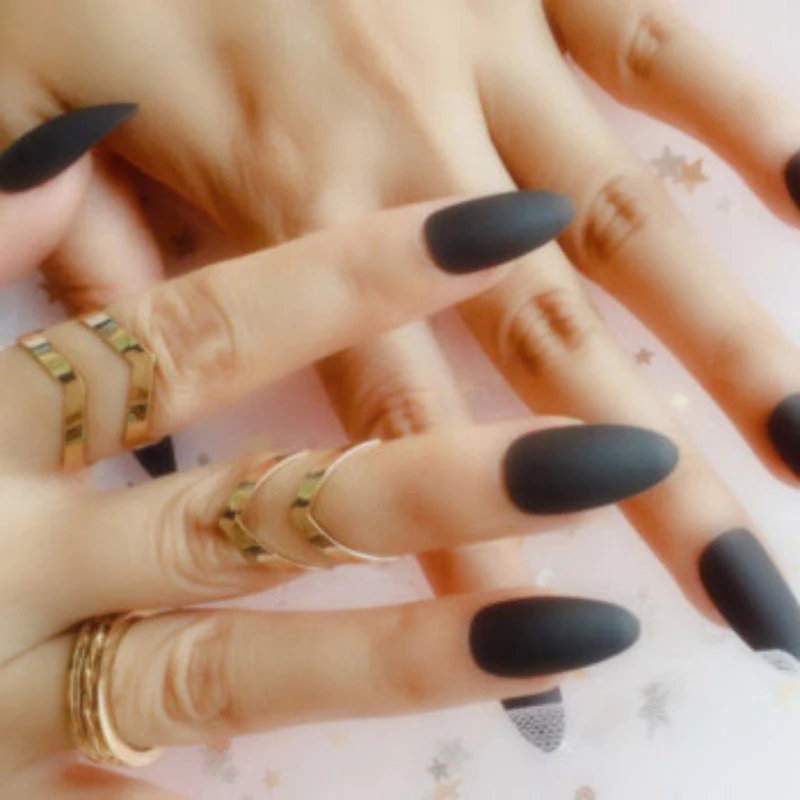 6 цветов накладные ногти матовые 24 шт длинные наконечники для чистого цвета чип