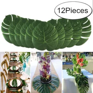 12 шт Искусственные листья тропической пальмы для летние Тропические Платья вечерние в гавайском стиле Вечерние пляж тема вечерние домашний стол украшения сада