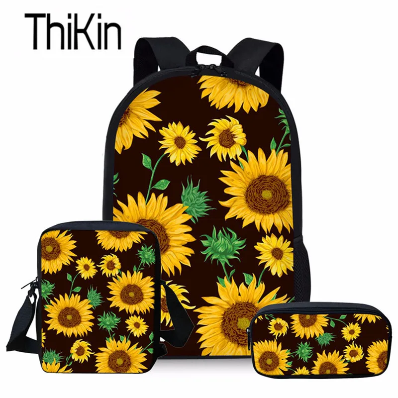YQ3351CEK THIKIN дети школьные сумки для подсолнуха Печать школьный рюкзак для девочек Первичная книжная сумка дети 3 шт./компл. школьные сумки, студенческие сумки - Color: YQ3351CEK