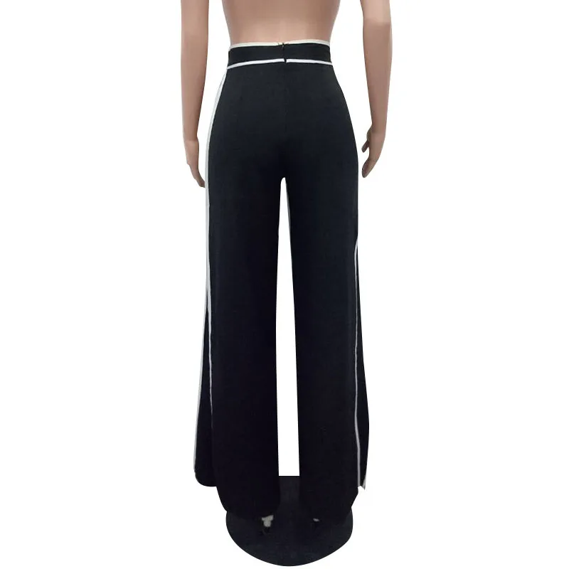 Женские модные сексуальные штаны с широкими штанинами передним разрезом длинные