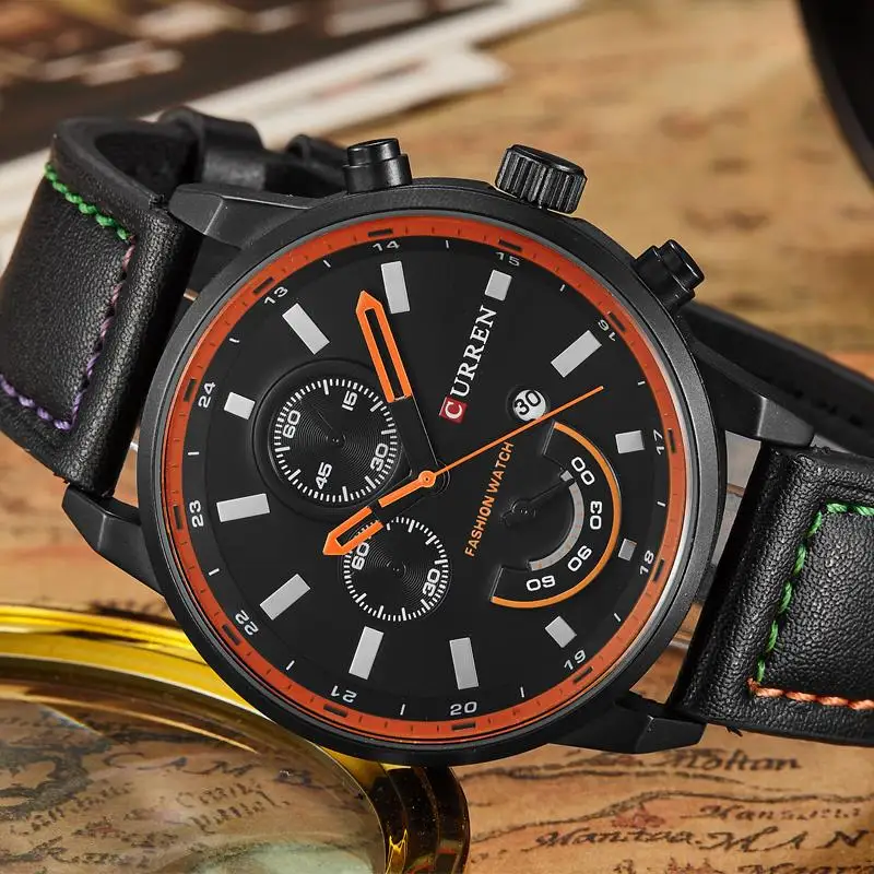 CURREN 8217 Топ бренд класса люкс мужские спортивные часы модные повседневные
