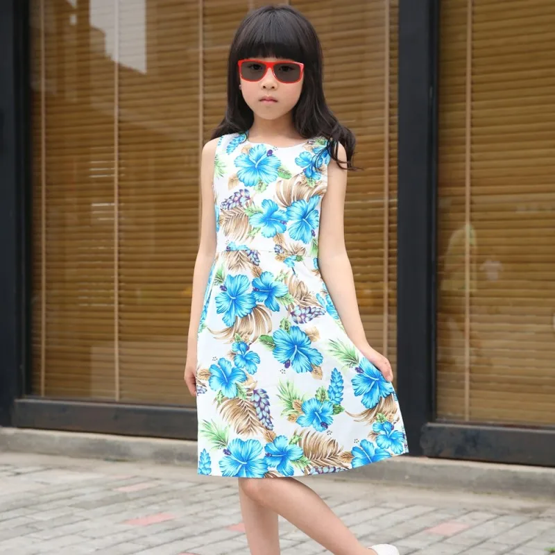 Платье для девочек хлопковое летнее с цветочным рисунком дня рождения на возраст