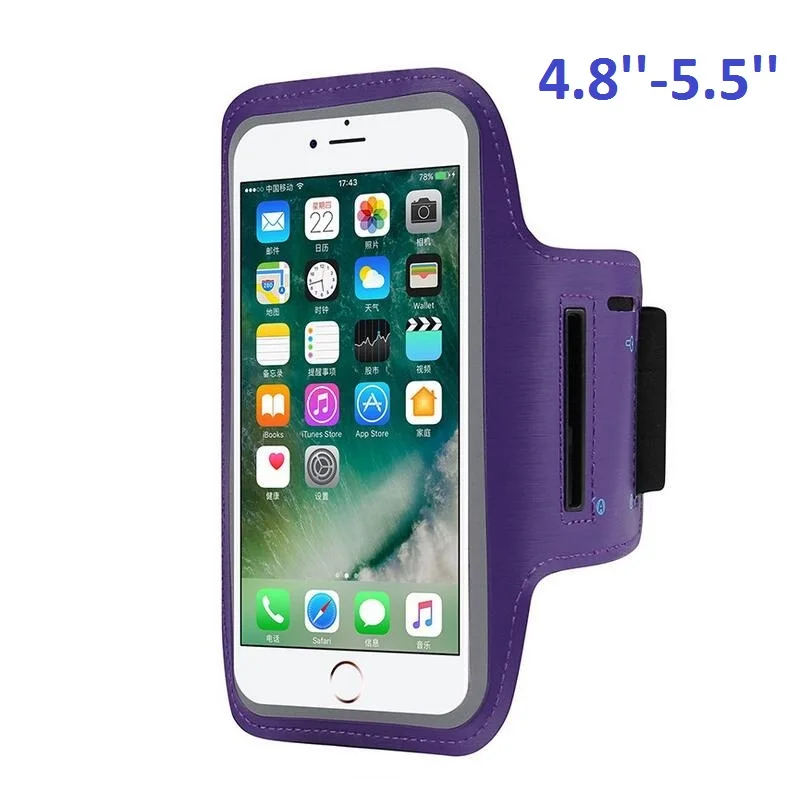 5.5 Inch-Purple Мобильный наручный чехол для телефона, Спортивная женская сумка кейс для бега держатель мобильного телефона бегущий отражающий браслет для смартфона - Цвет: 5.5 Inch-Purple
