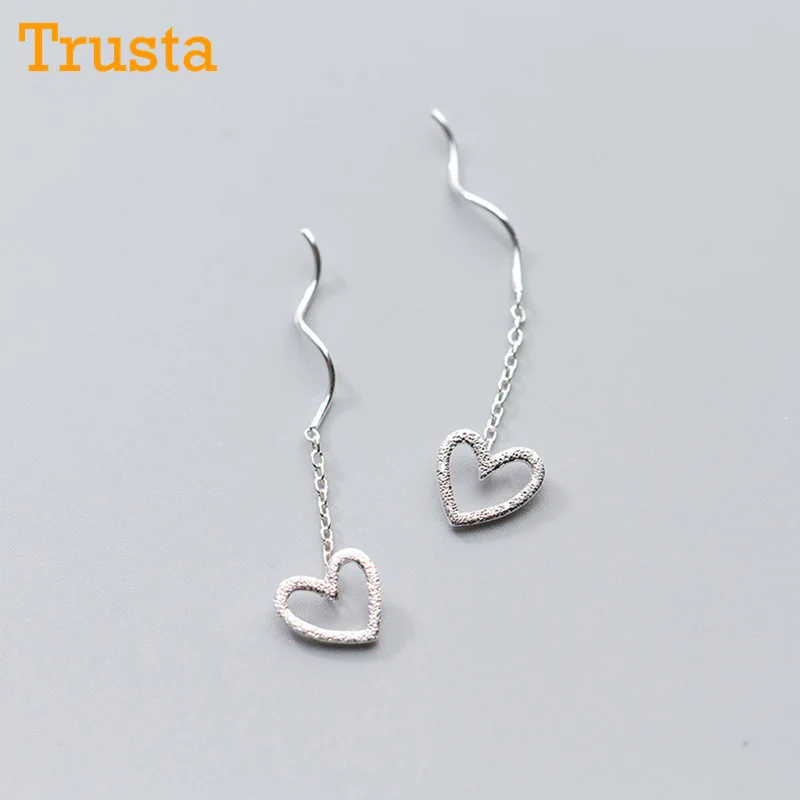 Trusta,, 925, твердые, Настоящее серебро, серьги-гвоздики, синие, в виде капли воды, связанные, 9,4 см, серьги-гвоздики, для девочек-подростков, друзей, подарок, DS1027