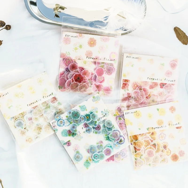 Kawaii Канцелярские товары романтические цветочные масляные наклейки посылка