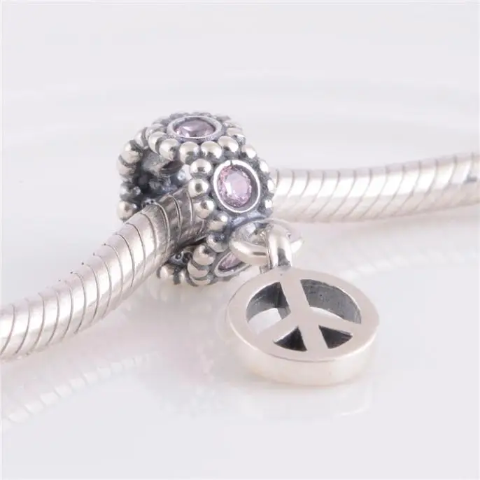 Buy one get free LW171 Peace Sign Pendant Jewelry 925 Sterling Silver Charms Screw Thread Beads For Bracelets | Украшения и