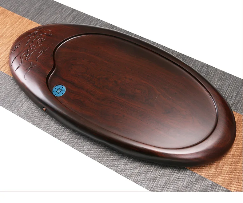 High-grade Ebony Tea Tray Large Size solid wooden tray Chinese kungfu tea tools saucer Drainage water tea board large tea table