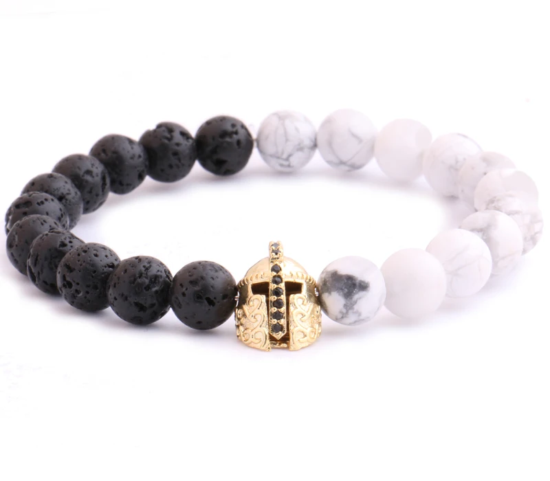 Новое поступление воины и кавалеры чемпион броня мужской браслет из черной лавы