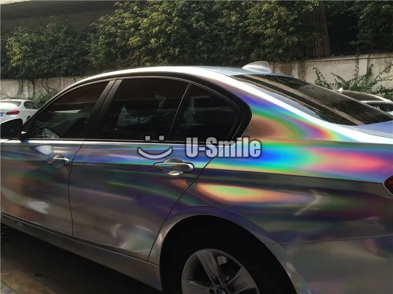 Премиум Радужная Серебряная Лазерная Хромовая виниловая пленка голографическая