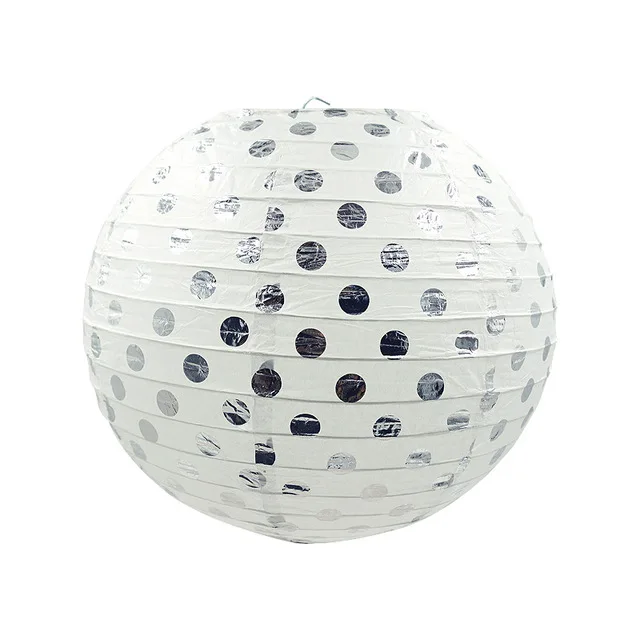 Silver Dot Nicro, 5 шт., 25 см, 7 цветов, горячее тиснение, фольга, Золотые круглые бумажные фонари, круглые лампы для свадьбы, дня рождения, вечеринки, декора и мероприятий - Цвет: Silver Dot