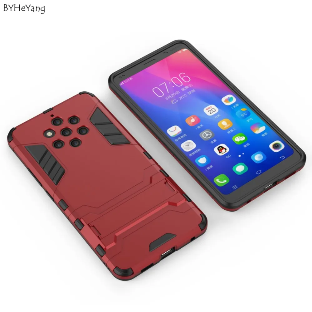 BYHeYang Cases For Nokia 9 PureView Case Rubber Silicon TPU &amp PC Robot Armor Back Covers Skins Shell Pure View cover |