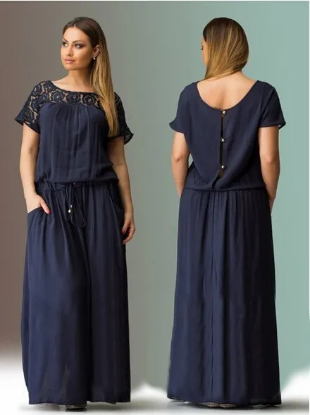 

Round neck lace dress large size women's dress