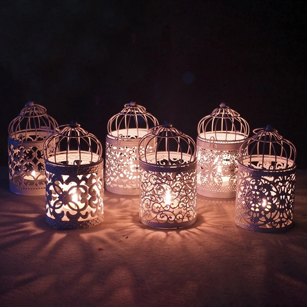 Креативное украшение дома полый Держатель Подсвечники Tealight подвесной фонарь клетка для птиц винтажный Рождественский/Сказочный Свадебный/праздничный Декор