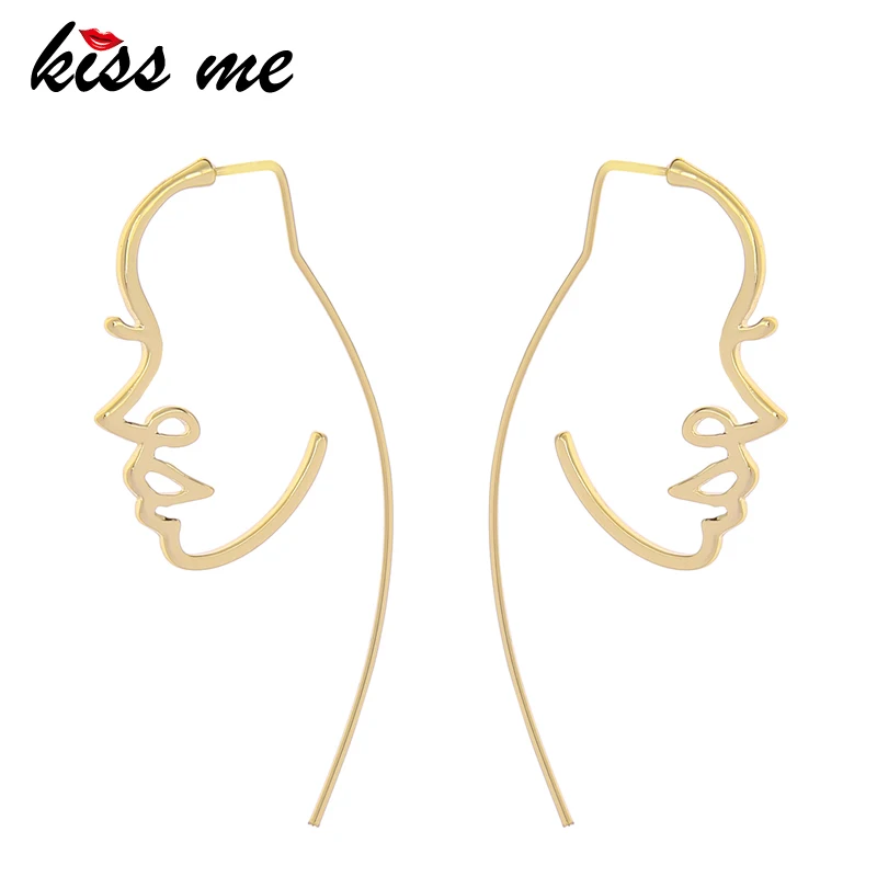 Kissme женские серьги с человеческим лицом минималистичные модные золотого и
