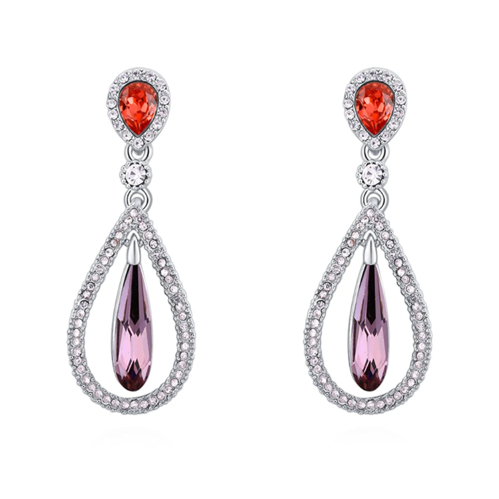 Очаровательные модные серьги-подвески с родиевым покрытием кристаллами Swarovski