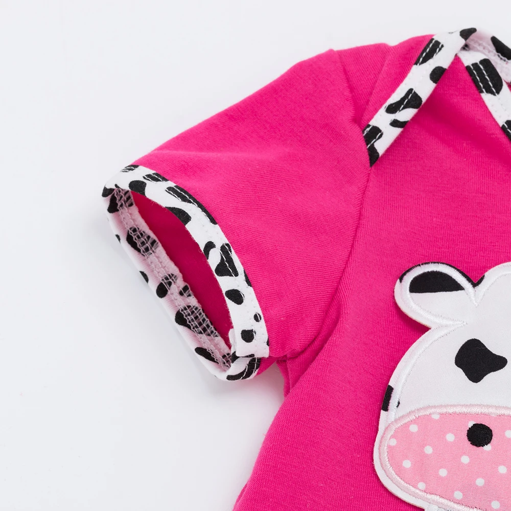 Детская одежда хлопковый комбинезон футболка с принтом коровы для маленьких