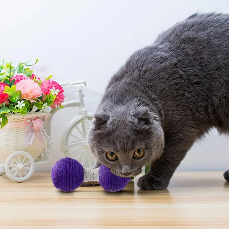Игрушка для кошек, сизаль, мяч, Дразнилка для котенка, игра, жевательная игрушка для скретч, игрушка для питомца, сизаль, конопля, гантели, интерактивные обучающие игрушки