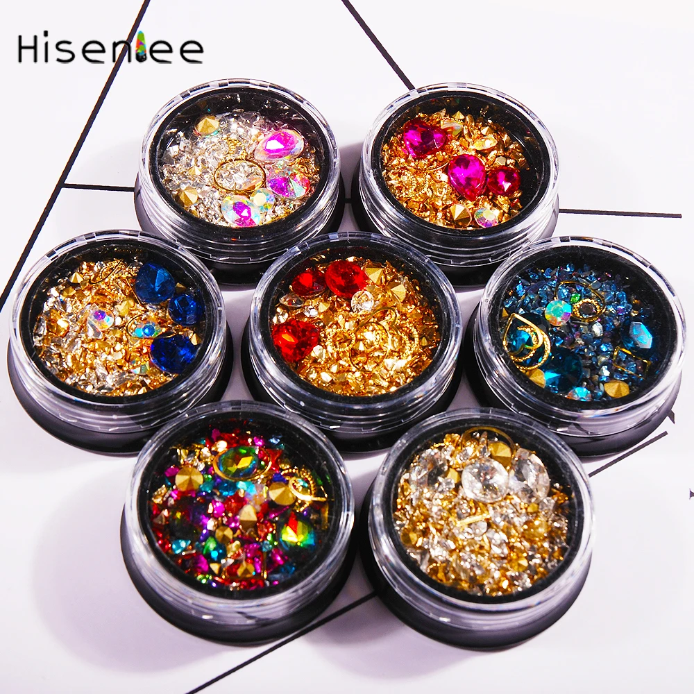 1 коробка разные цвета асимметричный сломанный кристалл стразы для ногтевого