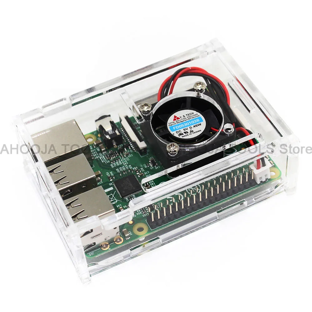 Hot Raspberry Pi 3B Transparent Acrylic Box Shell Removable Cover Case With Cooling Fan For 2/3 Model B | Инструменты