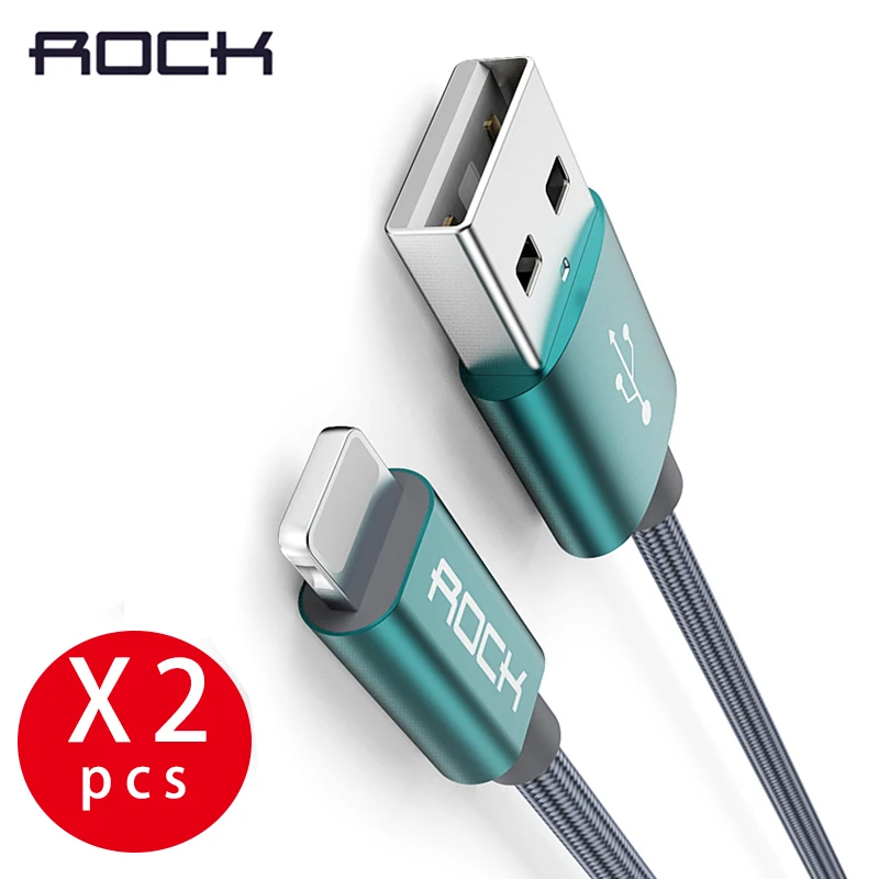ROCK 2 шт 1 8 м Дата USB кабель для iPhone 5S металлический сплав нейлоновая оплетка 2A